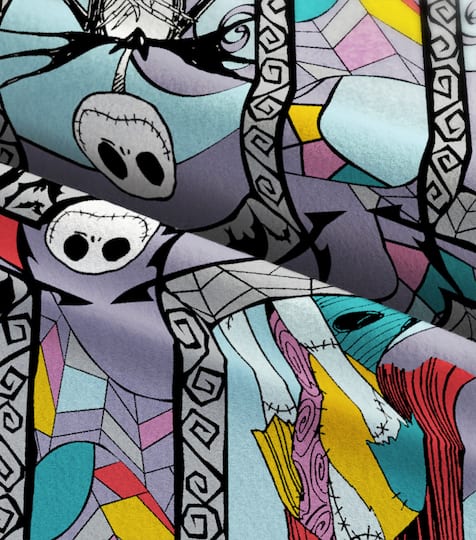 Disney® Nightmare Before Christmas Jack & Sally Stained Glass Fleece Fabric